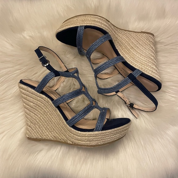 Chinese Laundry Denim Wedge Espadrille Sandals Size 9. New - Picture 1 of 6
